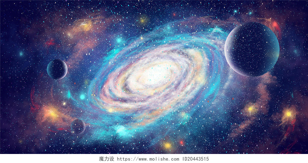 星地球空星空唯美银河星球太空宇宙中心插画背景宇宙星空